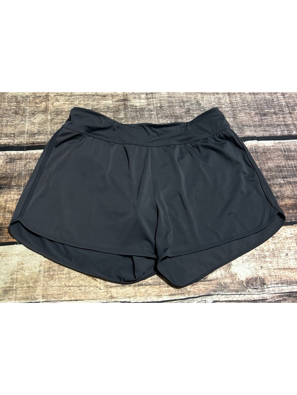 LL Bean Swim Shorts Womens 12 50+ UPF UV Protection Black Stretch